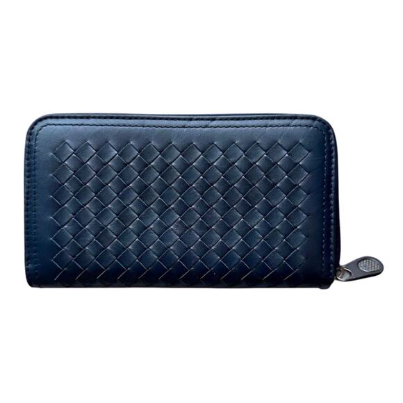 長財布 BOTTEGA VENETA INTRECCIATO NAPPA ZIP-AROUND WALLET BOTTEGA VENETA Nappa Intrecciato Zip Around Wallet Black
